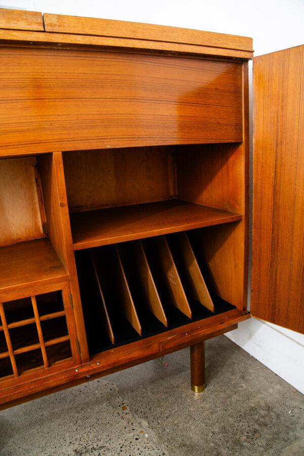 Mid Century Modern Credenza Audio Cabinet Vinyl Storage Teak Renzo Rutili Mcm - Image 12