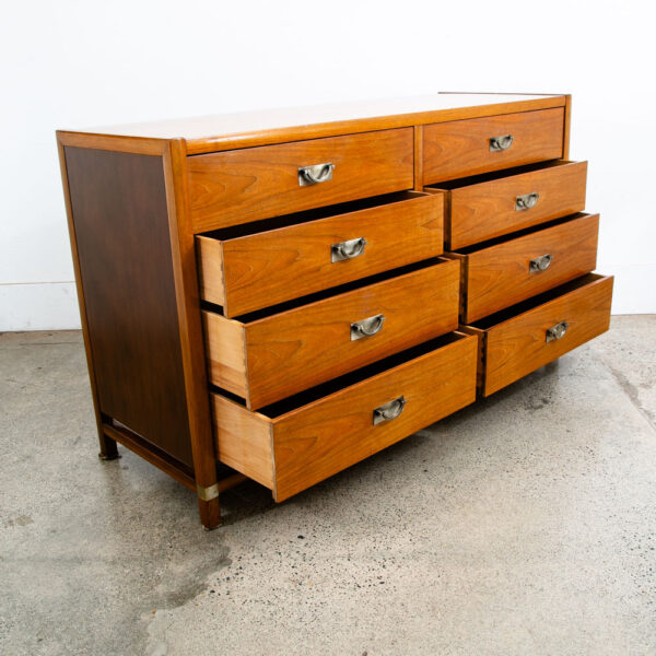 Mid Century Modern Credenza Dresser 8 Drawer Walnut Wood Danish Tung Si Vintage - Image 6