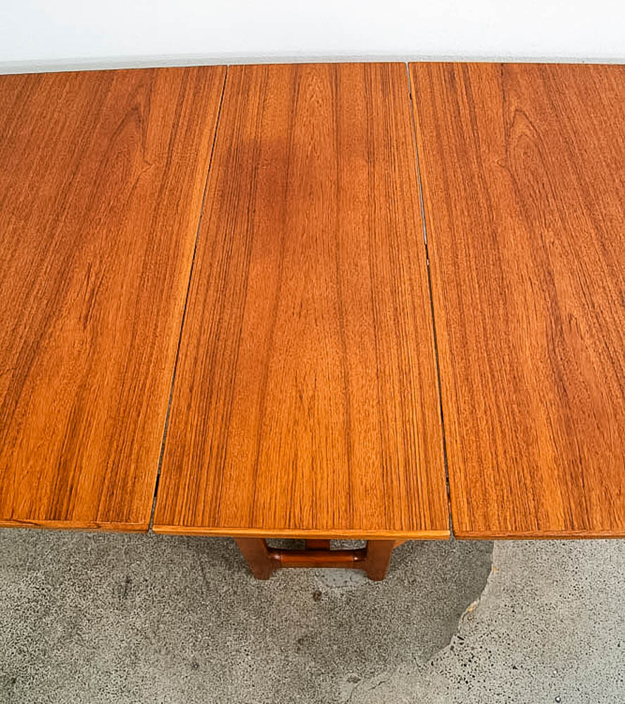 Mid Century Danish Modern Dining Table Drop Leaf Gate Leg Walnut Folding Teak Norway MCM - Image 7