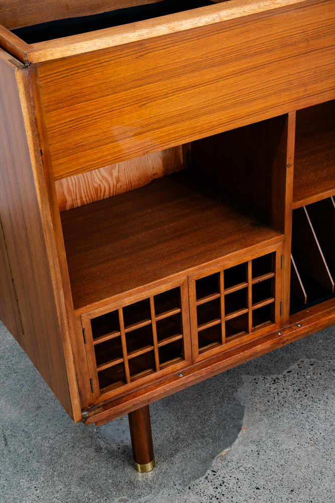 Mid Century Modern Credenza Audio Cabinet Vinyl Storage Teak Renzo Rutili Mcm - Image 10