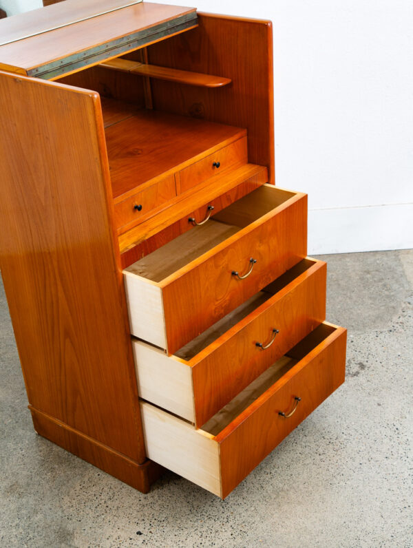 Mid Century Danish Modern Desk Vanity Office Wood 5 Drawers Denmark Mirror Mcm - Image 11