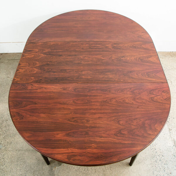 Mid Century Danish Modern Dining Table Oval Rosewood Extension x1 Denmark Round - Image 3