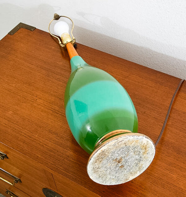 Mid Century Modern Table Lamp California Green Blue Wood Ceramic 60s Vintage Mcm - Image 10