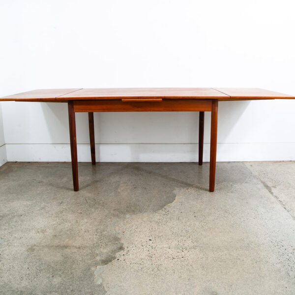Mid Century Danish Modern Dining Table Teak Extension 2 Draw Leaf Denmark Mcm - Image 4