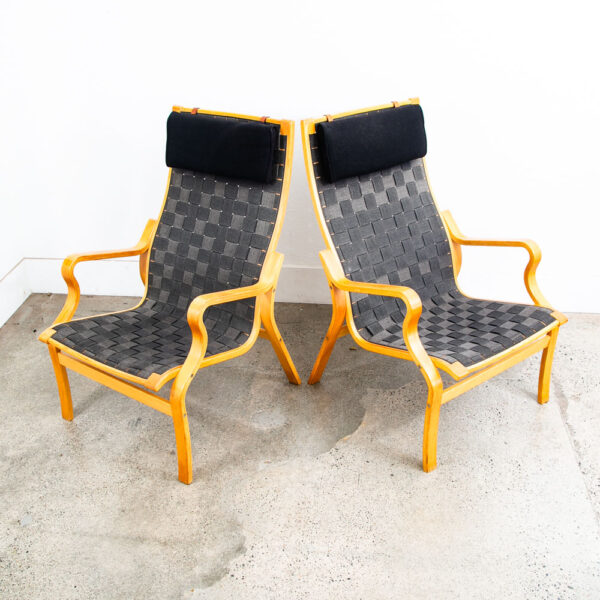 Mid Century Danish Modern Lounge Chair Set Armchair Black Finn Ostergaard Pair - Image 2
