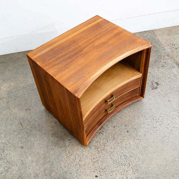 Mid Century Modern Nightstand End Side Table Walnut 2 Drawer Johnson Paul Frankl - Image 8