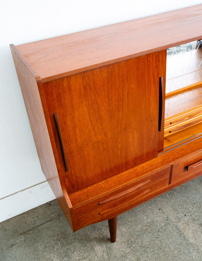 Mid Century Danish Modern Credenza Highboard Teak Wood 9 Drawers Bar Denmark Mcm - Image 11