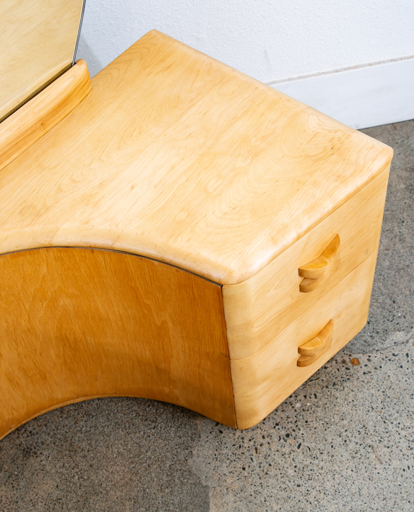 Mid Century Modern Vanity Dressing Table Heywood Wakefield Rio Round Mirror Mcm - Image 7