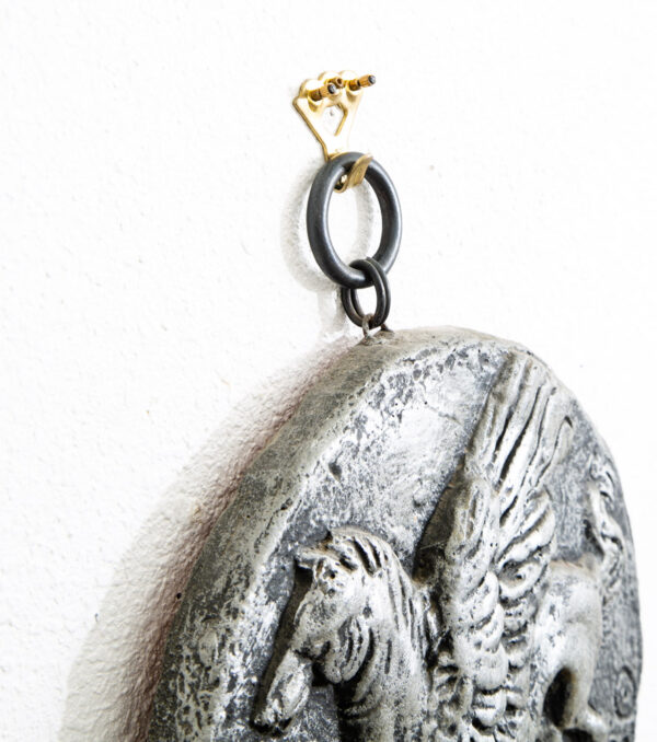 Mid Century Modern Wall Hanging Relief Greek Round Pegasus Pendant Art Plaques - Image 8