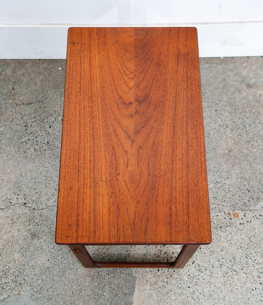 Mid Century Danish Modern Nightstand Table Side Teak Wood End Cane Shelf Denmark - Image 4