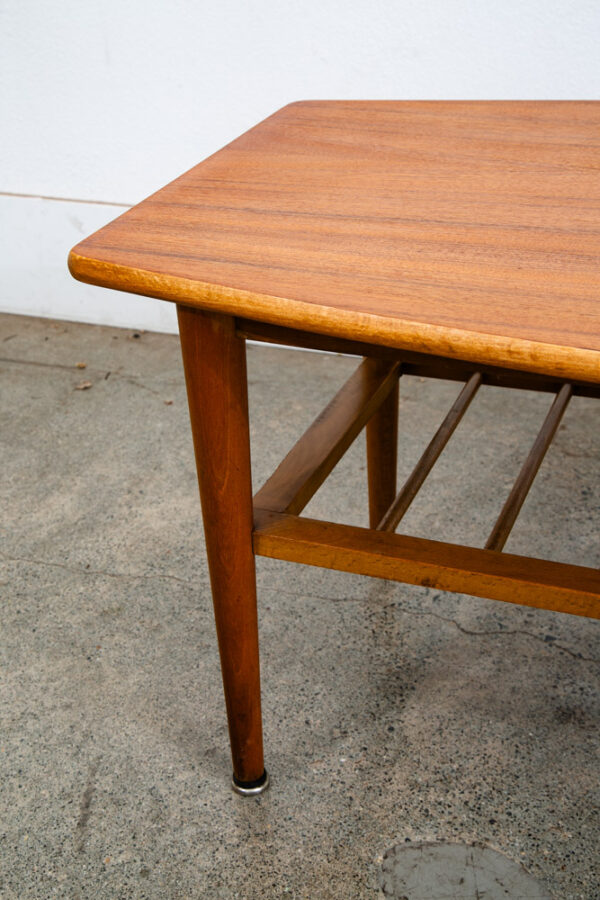 Mid Century Danish Modern Coffee Table Slat Shelf Teak Surfboard Vintage Mcm - Image 12