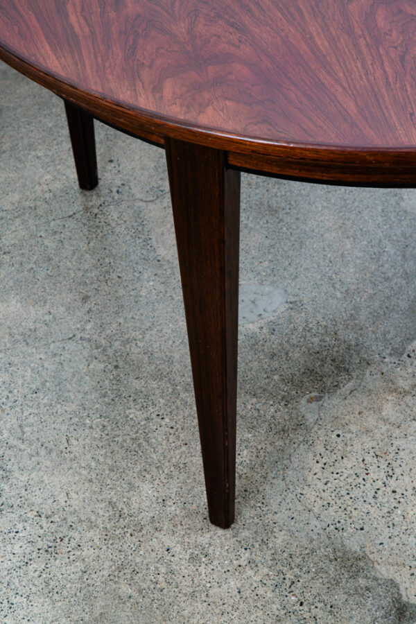 Mid Century Danish Modern Dining Table Oval Rosewood Extension x1 Denmark Round - Image 12