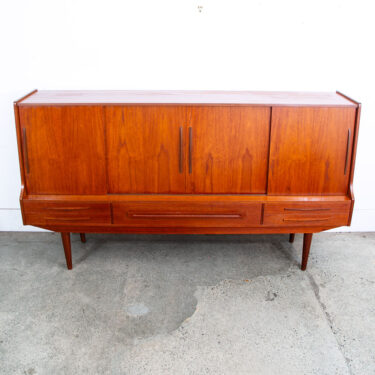Mid Century Danish Modern Credenza Highboard Teak Wood 9 Drawers Bar Denmark Mcm