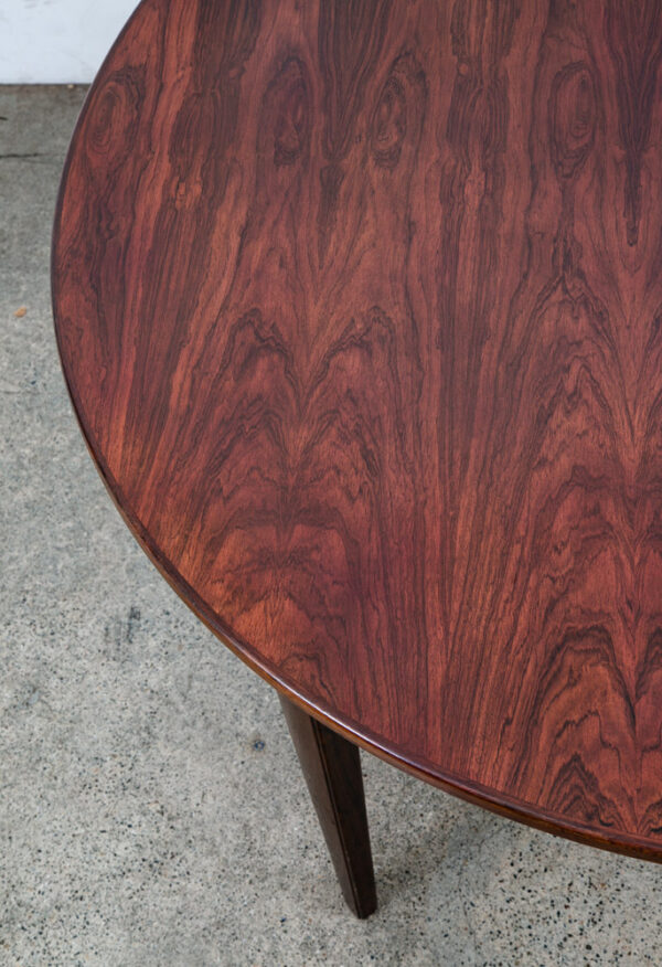Mid Century Danish Modern Dining Table Oval Rosewood Extension x1 Denmark Round - Image 11