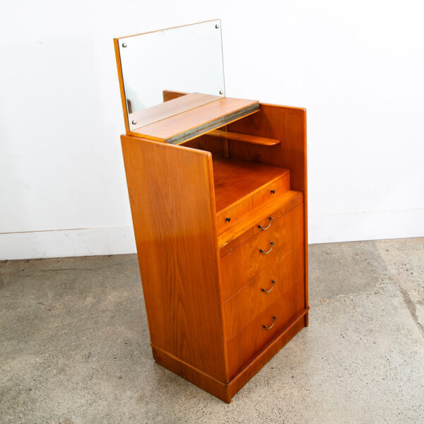 Mid Century Danish Modern Desk Vanity Office Wood 5 Drawers Denmark Mirror Mcm - Image 4
