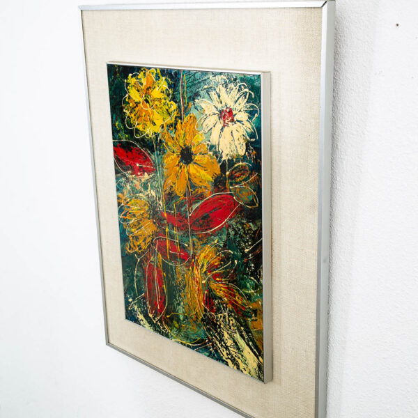 Mid Century Modern Painting Original Art Abstract Flowers Floral Colorful Signed - Image 3