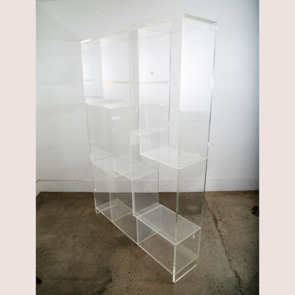 Mid Century Modern Lucite Acrylic Display Vintage Translucent Shelving 1970s Mcm