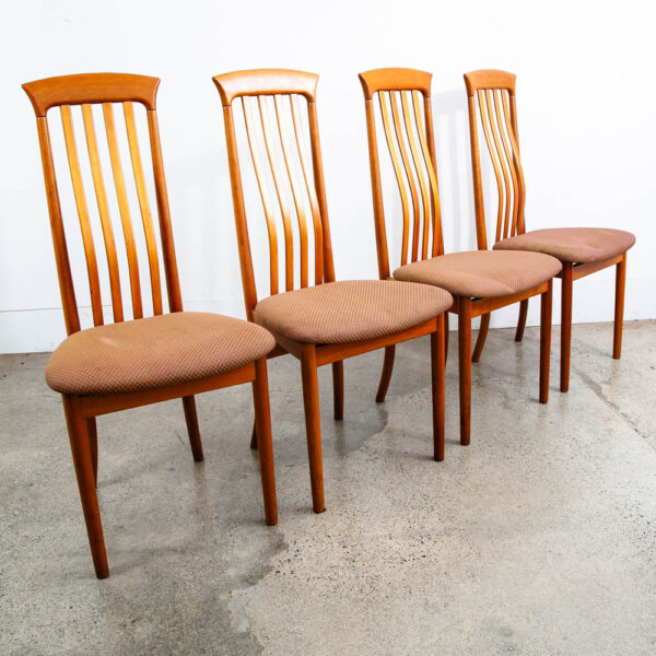 Mid Century Modern Dining Chairs Set 4 Highback Orange Rust Vintage Spindle Mcm - Image 3