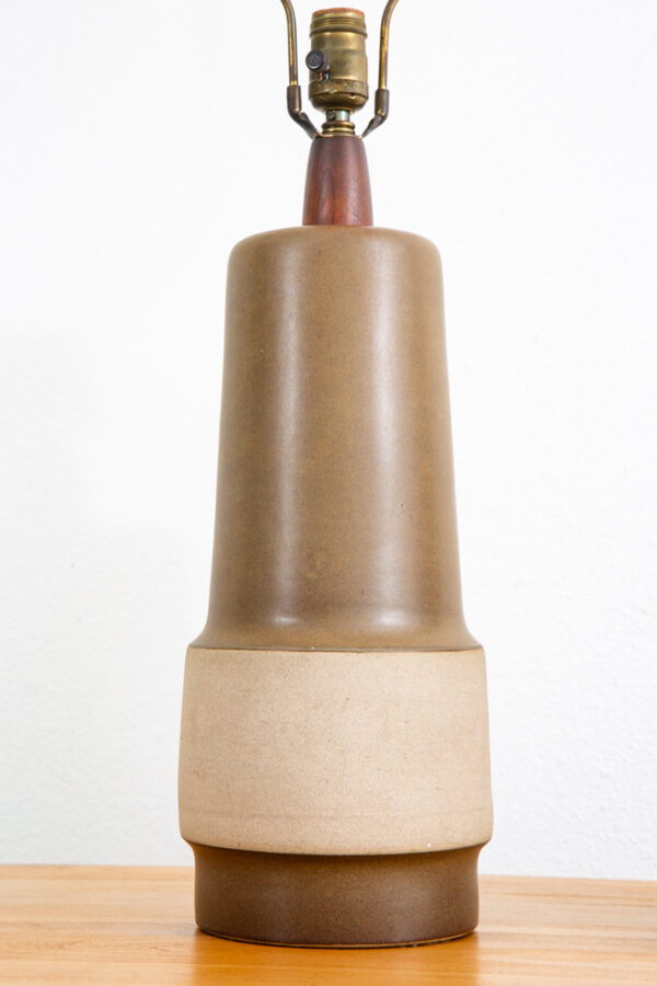 Mid Century Modern Table Lamp Set Pair Martz Marshall Studios Brown Tan Ceramic - Image 7