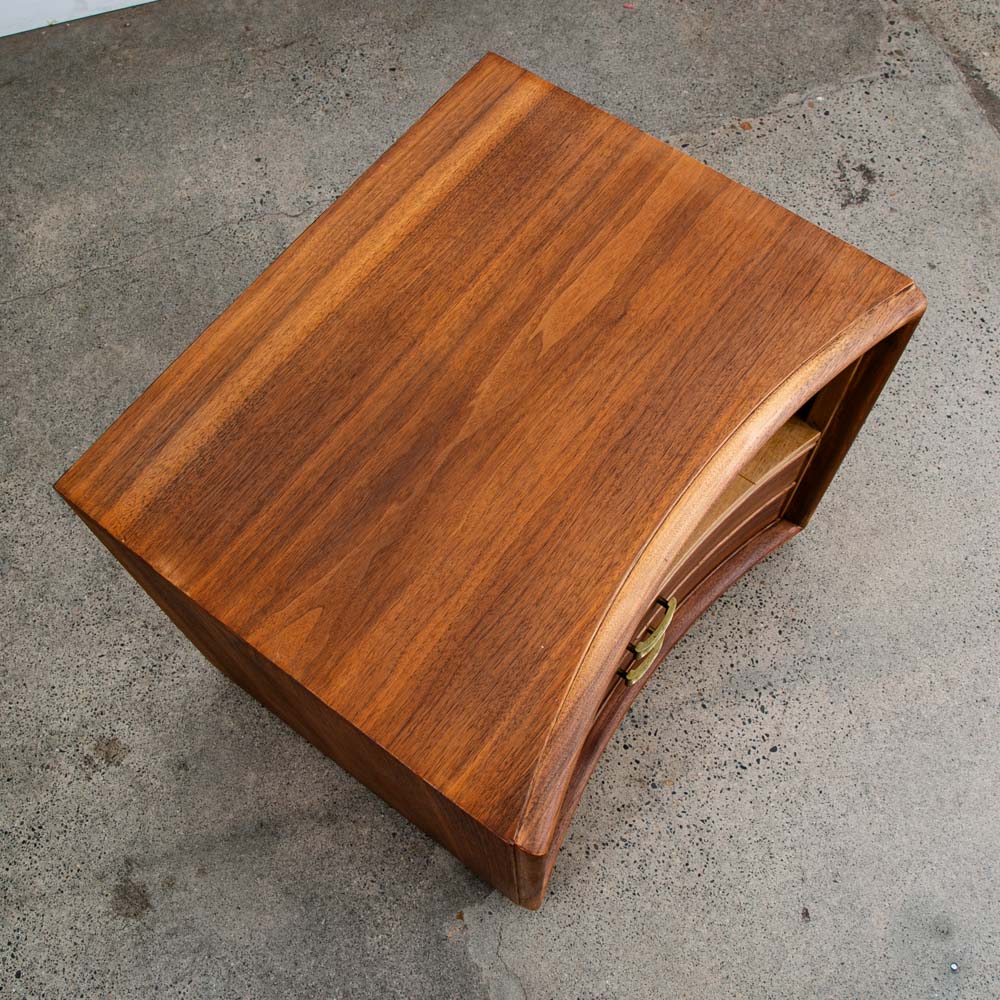 Mid Century Modern Nightstand End Side Table Walnut 2 Drawer Johnson Paul Frankl - Image 6