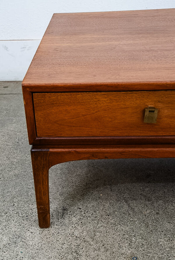Mid Century Modern Coffee Table Large Walnut 3 Drawer Restored Brass Vintage Mcm - Image 12