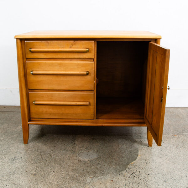 Mid Century Modern Credenza Cabinet Drawer Birch Blonde Door Storage Compact Mcm - Image 11