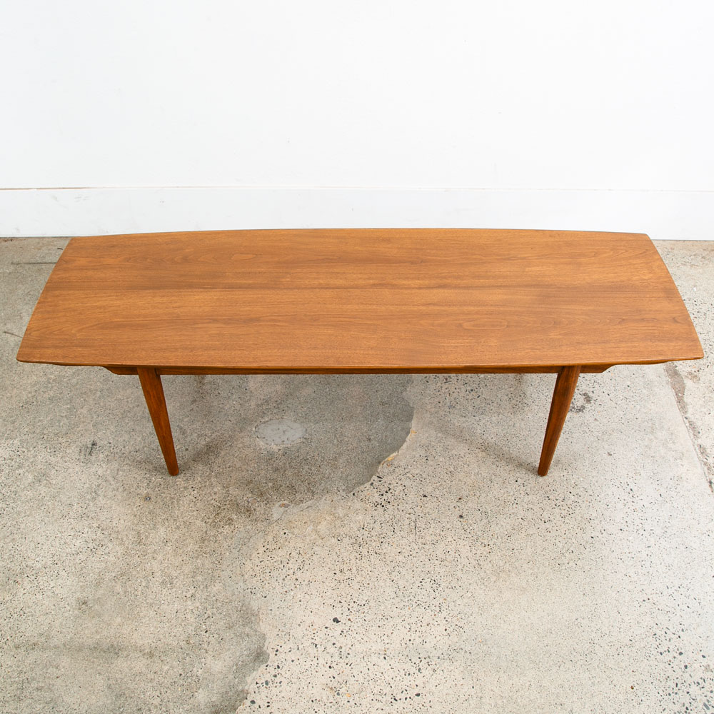 Mid Century Modern Coffee Table Walnut Heritage Henredon Vintage Surfboard Mcm - Image 3