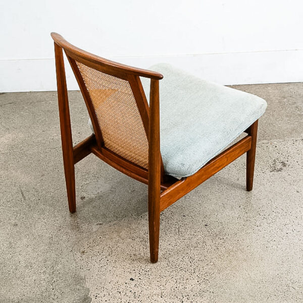 Mid Century Danish Modern Lounge Chair Folke Ohlsson Dux Sweden Cane Back Walnut - Image 4