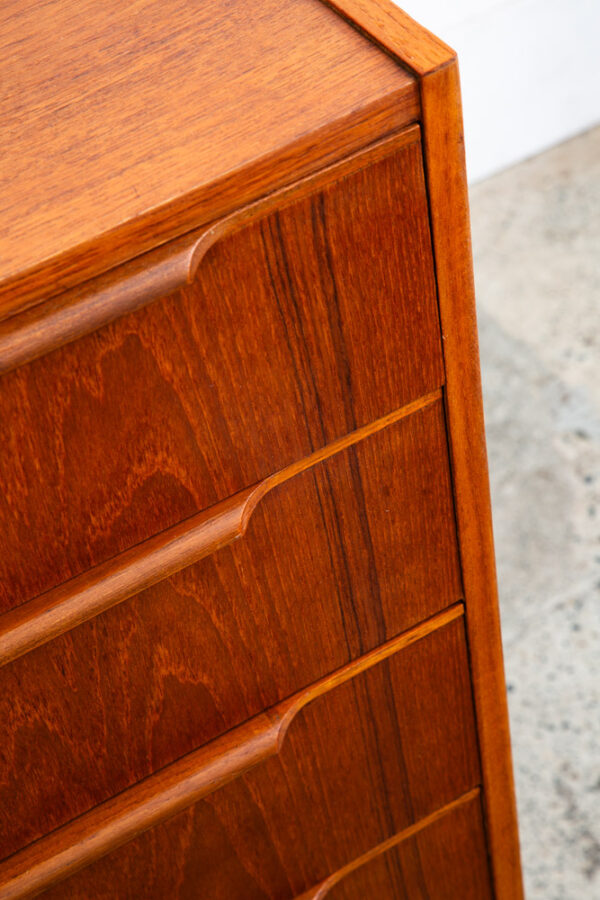 Mid Century Danish Modern Dresser Highboy 6 Drawer Teak Denmark Compact 30.5"W - Image 10