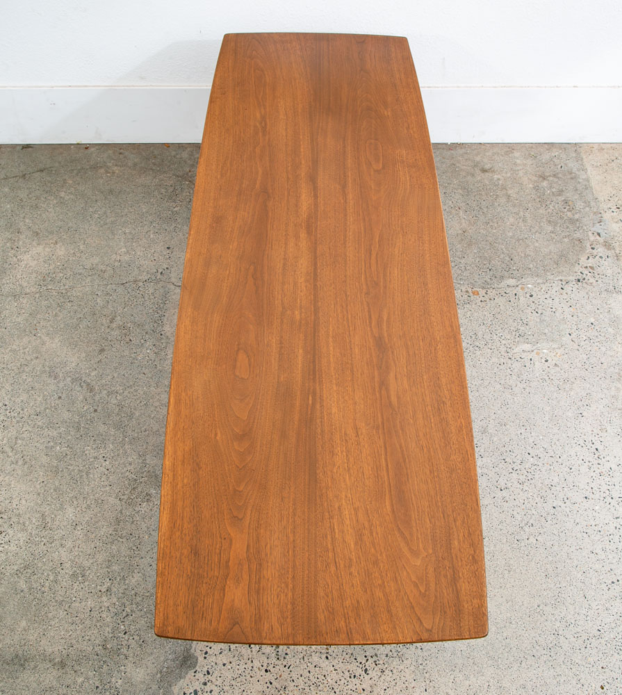 Mid Century Modern Coffee Table Walnut Heritage Henredon Vintage Surfboard Mcm - Image 5