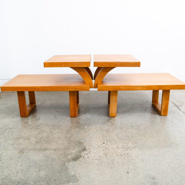 Mid Century Modern Nightstands Side Tables End Step Up Oak Mcm Vintage Blonde - Image 3