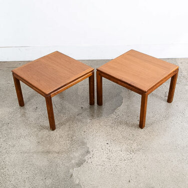 Mid Century Danish Modern End Tables Side Square Walnut Low Cube Nightstands Mcm