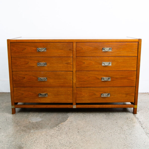Mid Century Modern Credenza Dresser 8 Drawer Walnut Wood Danish Tung Si Vintage - Image 2