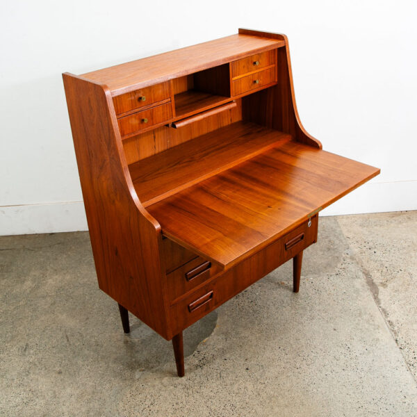 Mid Century Danish Modern Secretary Desk Bureau Denmark Teak Drawers Tibergaard - Image 2