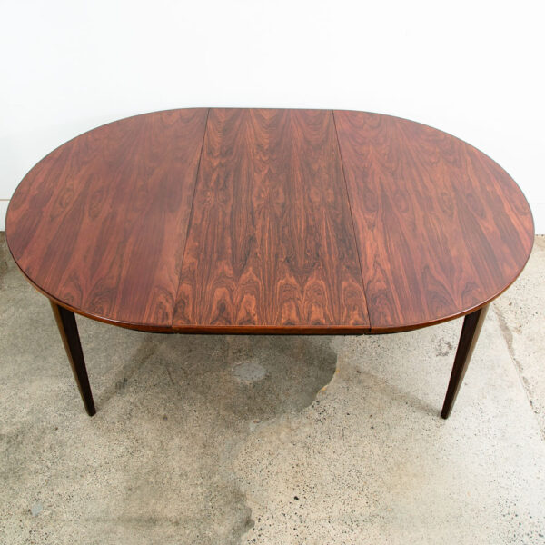 Mid Century Danish Modern Dining Table Oval Rosewood Extension x1 Denmark Round - Image 5