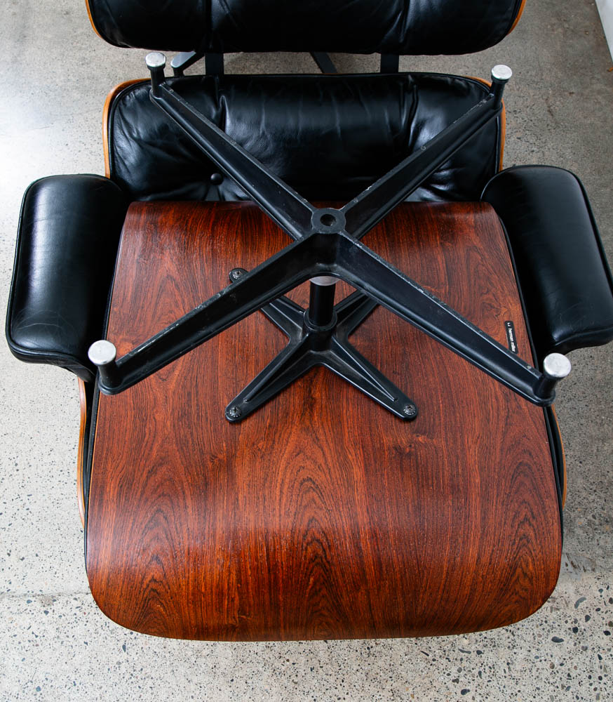 Mid Century Modern Lounge Chair Set Eames Herman Miller 670/671 Rosewood Pair - Image 11