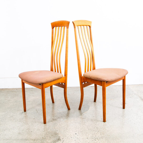Mid Century Modern Dining Chairs Set 4 Highback Orange Rust Vintage Spindle Mcm - Image 10