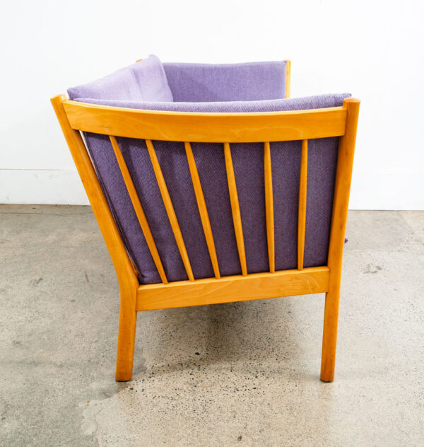 Mid Century Danish Modern Sofa Couch Erik Jorgensen Purple 2 Seat Denmark Wood - Image 3