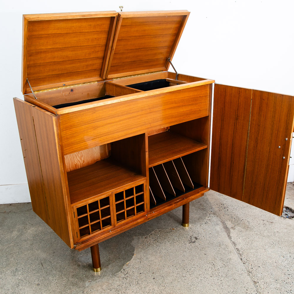 Mid Century Modern Credenza Audio Cabinet Vinyl Storage Teak Renzo Rutili Mcm - Image 5