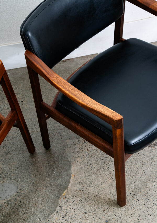 Mid Century Modern Dining Chairs Pair Solid Walnut Armchairs Captain Black Mcm - Image 7