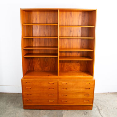Mid Century Danish Modern Credenza Bookshelf Cabinet Teak 8 Drawer Poul Hundevad