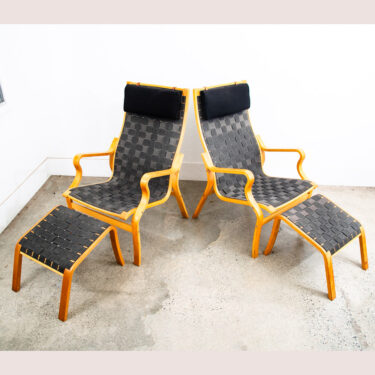 Mid Century Danish Modern Lounge Chair Set Armchair Black Finn Ostergaard Pair