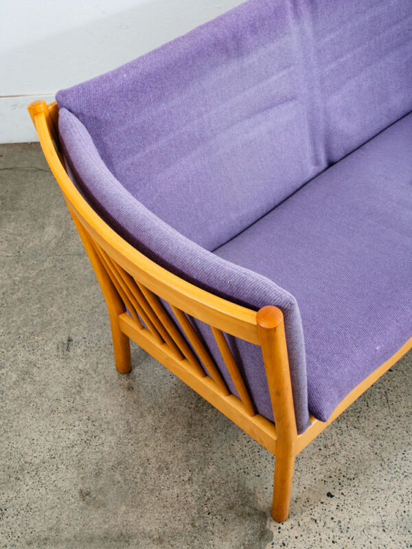 Mid Century Danish Modern Sofa Couch Erik Jorgensen Purple 2 Seat Denmark Wood - Image 6