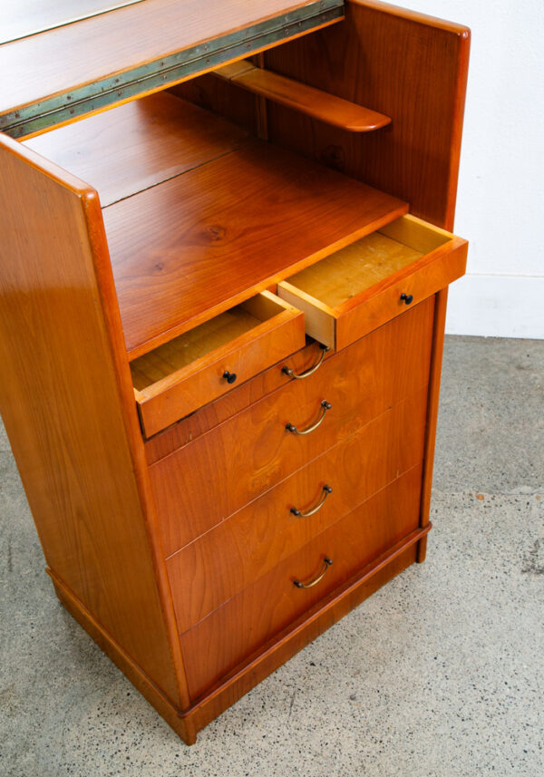 Mid Century Danish Modern Desk Vanity Office Wood 5 Drawers Denmark Mirror Mcm - Image 12