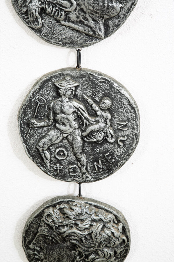 Mid Century Modern Wall Hanging Relief Greek Round Pegasus Pendant Art Plaques - Image 6