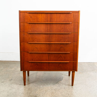 Mid Century Danish Modern Dresser Highboy 6 Drawer Teak Denmark Locking Compact