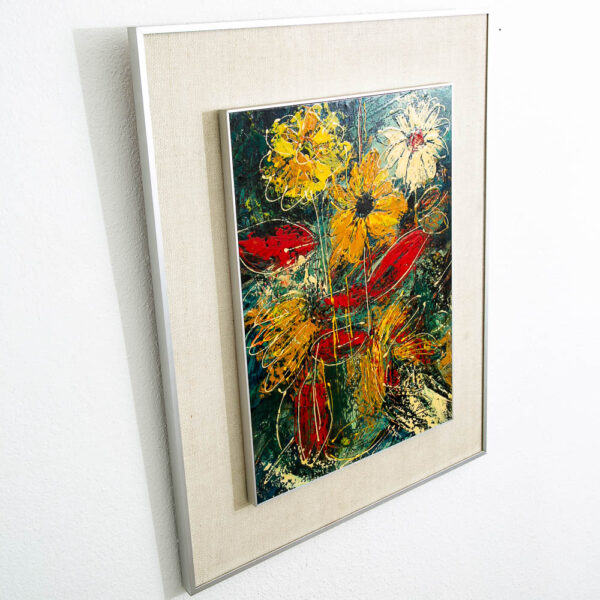 Mid Century Modern Painting Original Art Abstract Flowers Floral Colorful Signed - Image 2