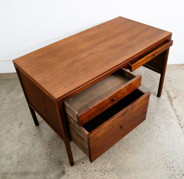 Mid Century Modern Desk Furniture Solid Walnut 3 Drawers Mcm Floating Vintage - Image 8