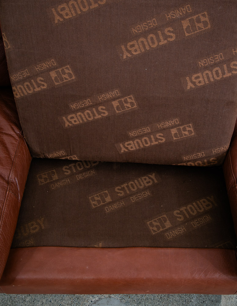 Mid Century Danish Modern Sofa Couch 3 Seater Brown Leather Stouby Seat Denmark - Image 6