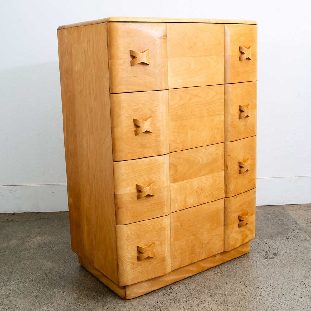 Mid Century Modern Highboy Dresser Maple 4 Drawer Heywood Wakefield Rio Vintage